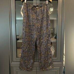 Intimo Black,Gray and Gold Paisley Pajama Pants. 100% Silk